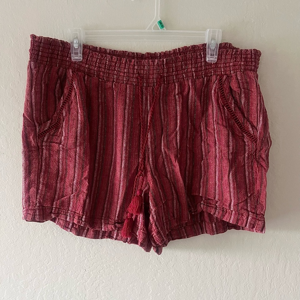 Briggs New York Womens Linen Blend Shorts Size XXL Red Stretch